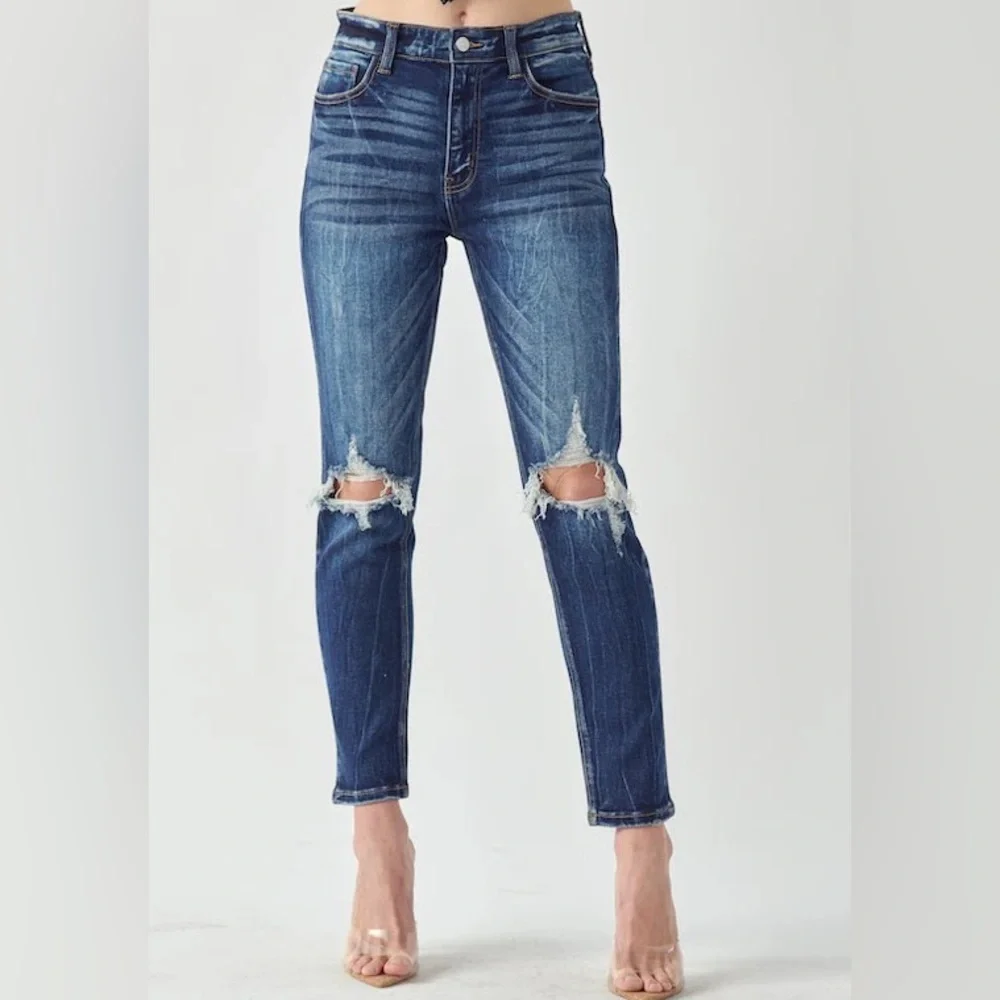 Artemis Vintage Ruby High Rise Stretch Ankle Cigarette Jeans 3/25 Distressed